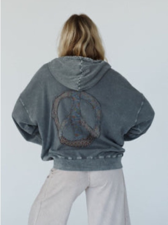 Three Bird Nest Tops - Three Bird Nest Janelle Peace Patch Sweatshirt Top - small